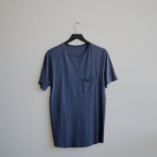 Basic Pocket Curved Hem Washed Cobalt